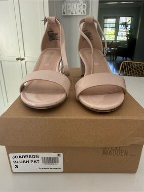 Steve Madden Blush Patent Strappy Block Heel Sandals